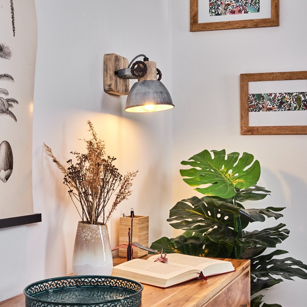 Orny Wandleuchte Holz hell, Silber, 1-flammig main product photo