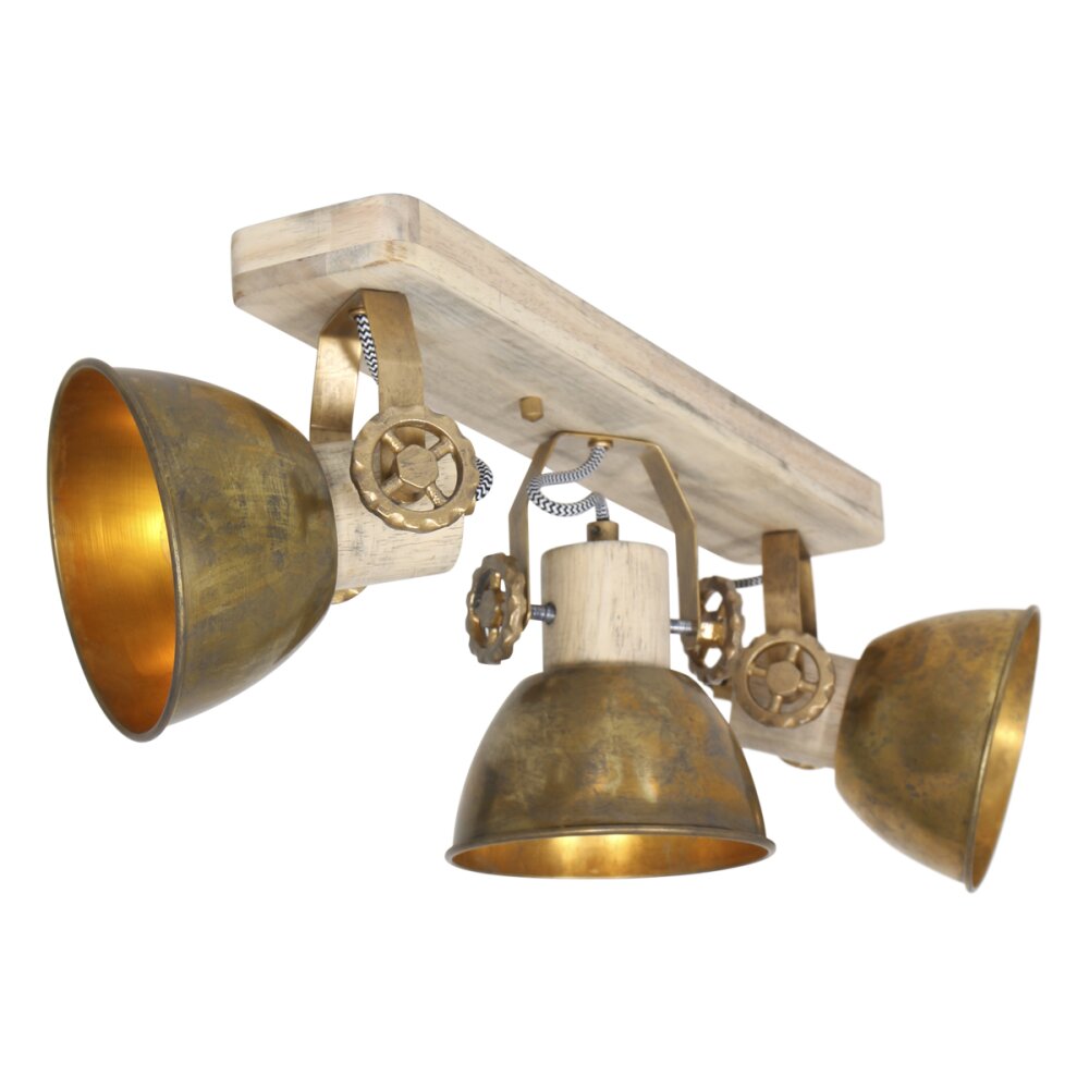 Steinhauer Gearwood Deckenleuchte Bronze, Holz hell, 3-flammig main product photo