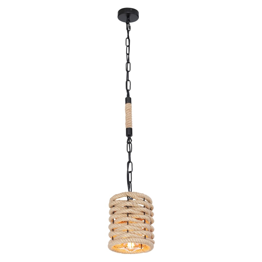 Globo HALIA Hängeleuchte Naturfarben, Schwarz, 1-flammig main product photo