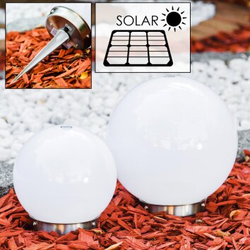 Abrela Kugelleuchten Set Solar LED Edelstahl, 2-flammig