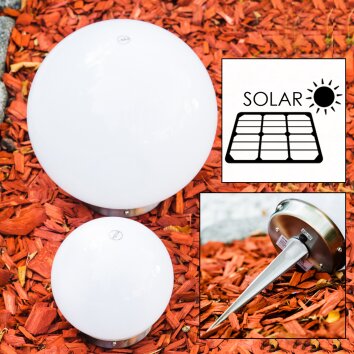 Abrela Kugelleuchten Set Solar LED Edelstahl, 2-flammig