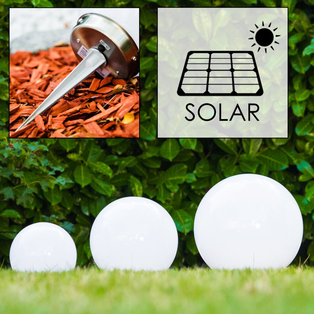 Abrela Kugelleuchte Solar LED Edelstahl, 2-flammig main product photo