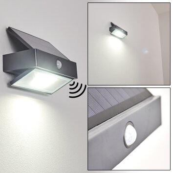 Wiborg Solar-Außenwandleuchte LED Anthrazit, 1-flammig, Bewegungsmelder