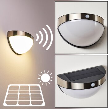 Basra Solarleuchte LED Chrom, 1-flammig, Bewegungsmelder