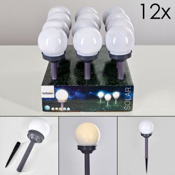 Hakon 12er Set Solar-Wegeleuchte LED Grau, 1-flammig