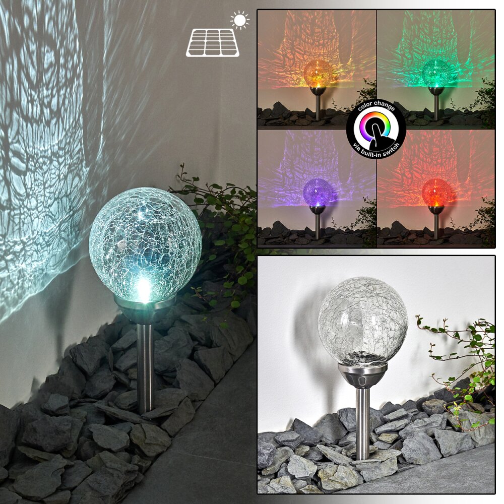 Carbonia Solar-Wegeleuchte LED Silber, 2-flammig, Farbwechsler main product photo