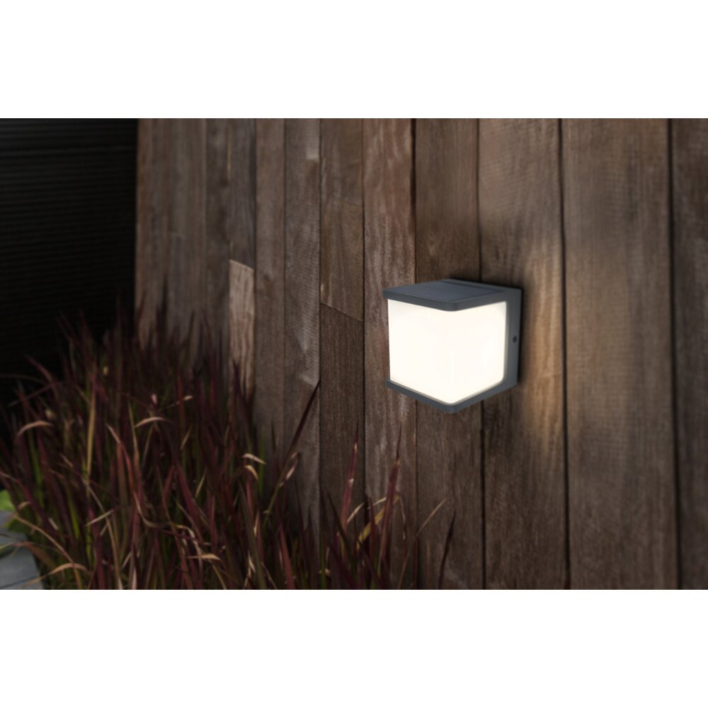 Lutec DOBLO Solar-Außenwandleuchte LED Anthrazit, 1-flammig, Bewegungsmelder main product photo