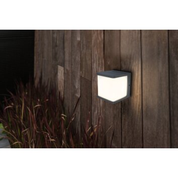 Lutec DOBLO Solar-Außenwandleuchte LED Anthrazit, 1-flammig, Bewegungsmelder
