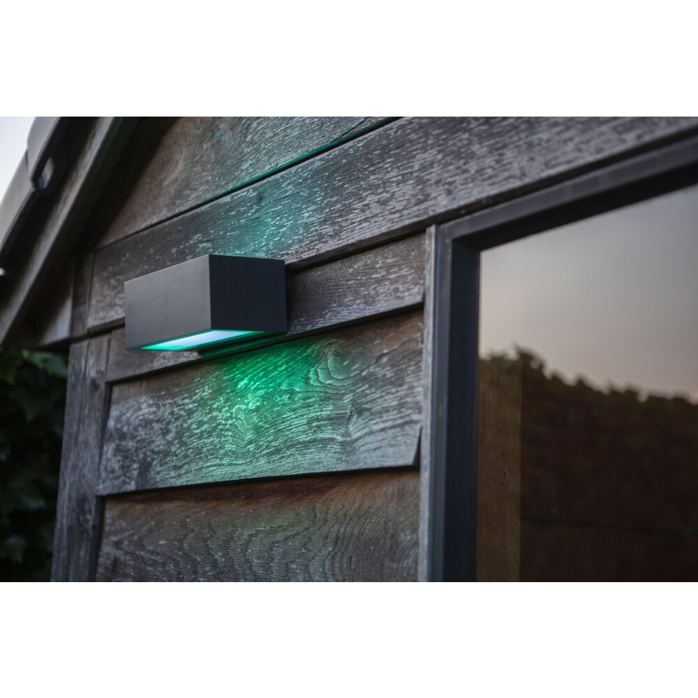 Lutec Gemini Außenwandleuchte LED Anthrazit, 2-flammig, Farbwechsler
