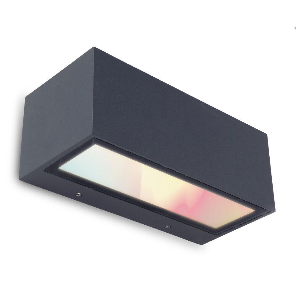 Lutec Gemini Außenwandleuchte LED Anthrazit, 2-flammig, Farbwechsler