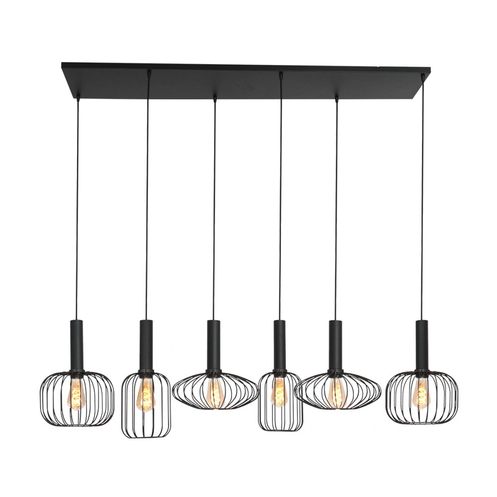Steinhauer Aureole Pendelleuchte Schwarz, 6-flammig main product photo