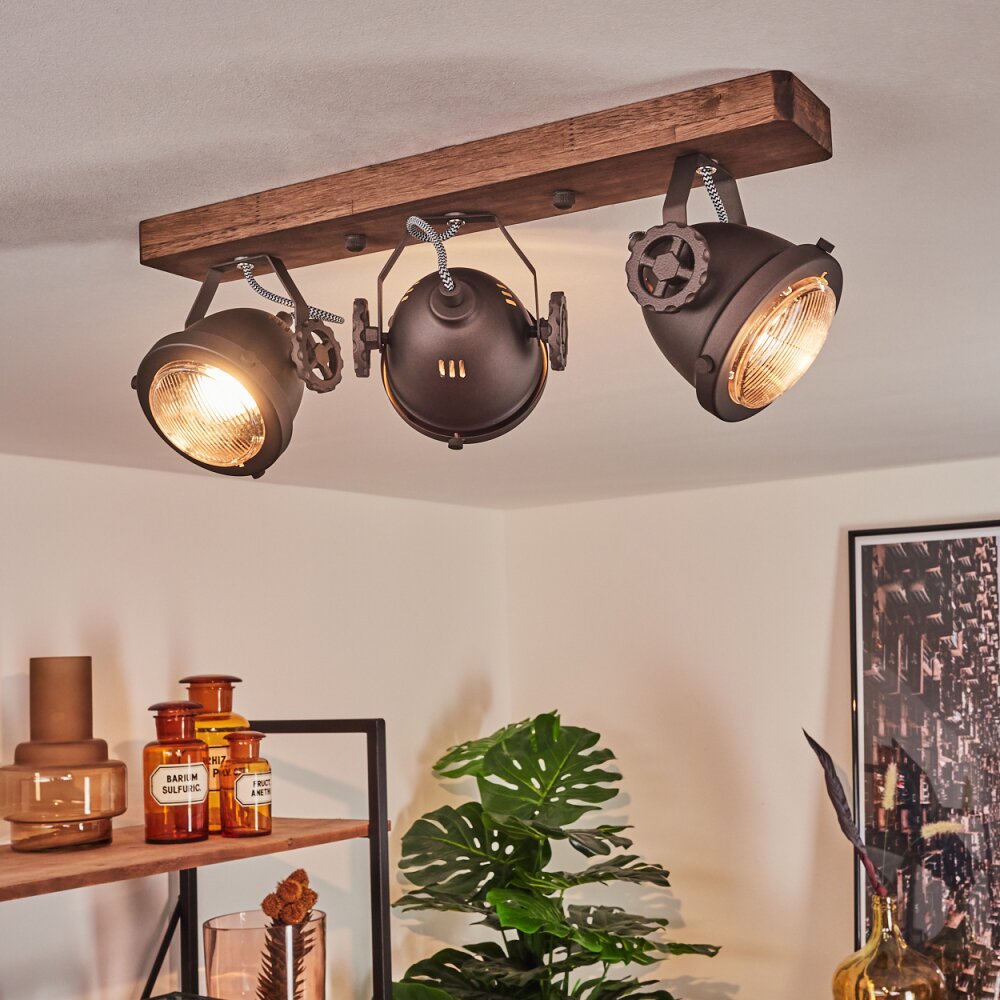 Herford Deckenleuchte Holz dunkel, 3-flammig main product photo