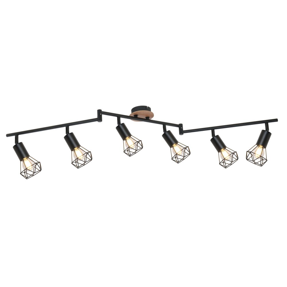 Globo XARA Deckenleuchte Holz hell, Schwarz, 6-flammig main product photo