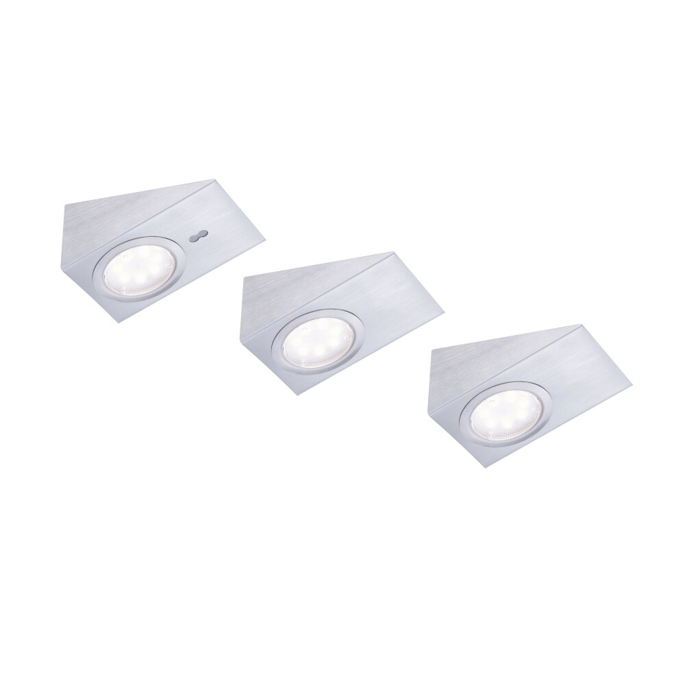 Leuchten Direkt THEO Unterbauleuchten 3er Set LED Edelstahl, 3-flammig main product photo