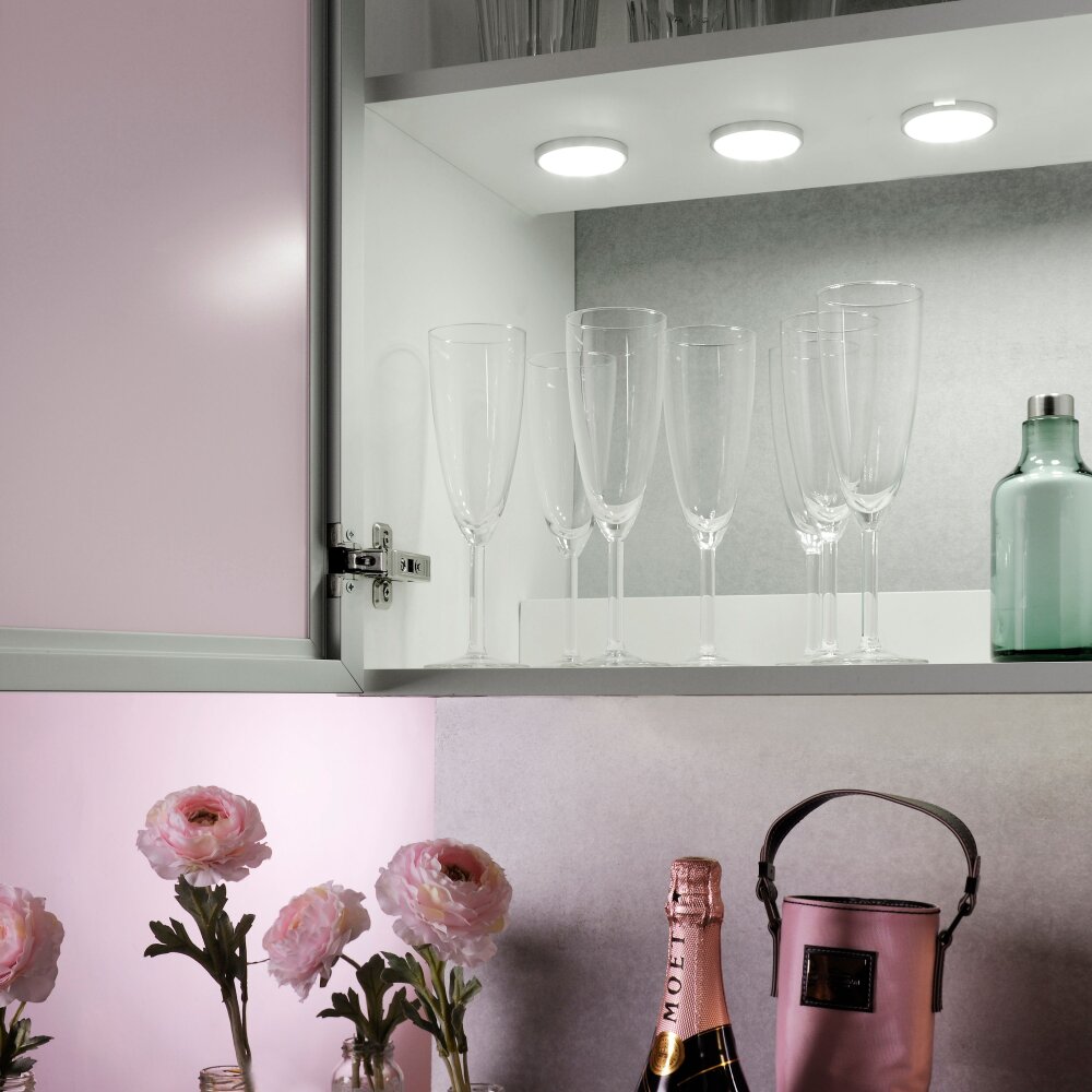 Leuchten Direkt THEO Unterbauleuchten 3er Set LED Silber, 3-flammig main product photo