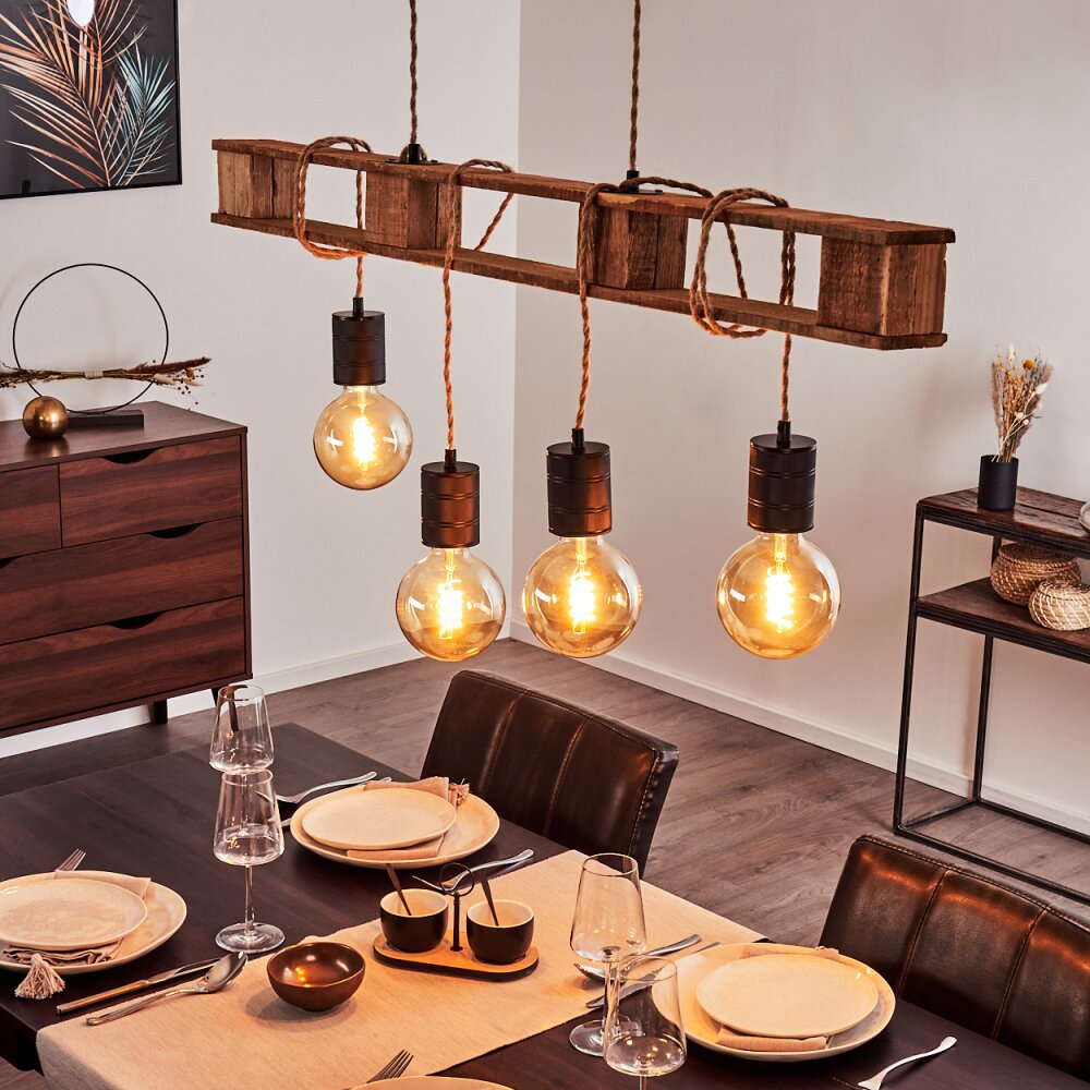 Gnitteryd Pendelleuchte Braun, Holz hell, Schwarz, 4-flammig main product photo