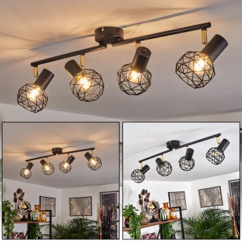 Palmira Deckenleuchte Gold, Schwarz, 4-flammig