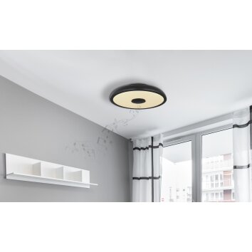 Globo RAFFY Deckenleuchte LED Schwarz, Weiß, 1-flammig, Fernbedienung, Farbwechsler Globo RAFFY Deckenleuchte LED Schwarz, Weiß, 1-flammig, Fernbedienung, Farbwechsler