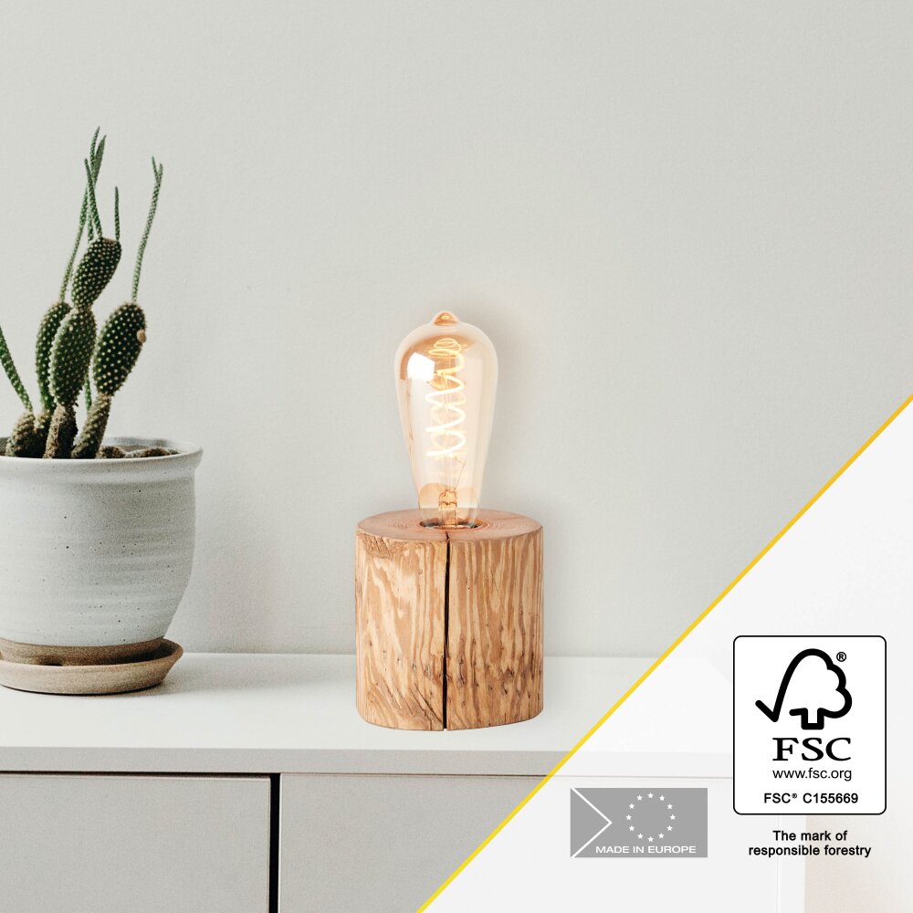 Brilliant Trabo Tischleuchte Holz hell, 1-flammig main product photo