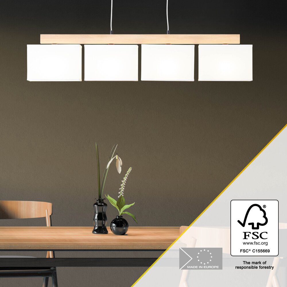 Brilliant Rayan Pendelleuchte Holz hell, Schwarz, 4-flammig main product photo