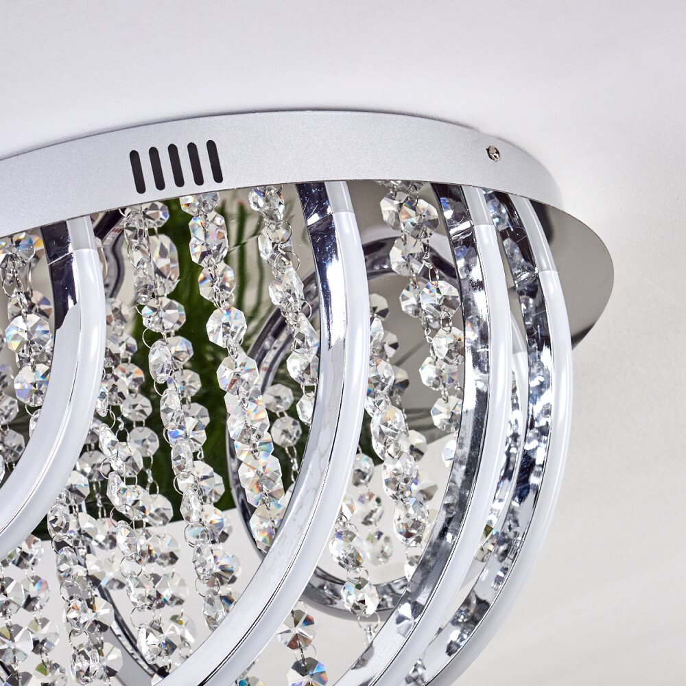 Toirano Deckenleuchte LED Chrom, Glitzereffekt, Silber, Weiß, 2-flammig, Fernbedienung, Farbwechsler
