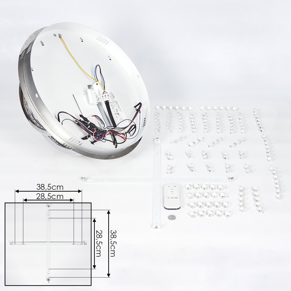 Toirano Deckenleuchte LED Chrom, Glitzereffekt, Silber, Weiß, 2-flammig, Fernbedienung, Farbwechsler