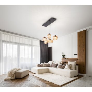 Fabas Luce Gillis Pendelleuchte Schwarz, 5-flammig Fabas Luce Gillis Pendelleuchte Schwarz, 5-flammig