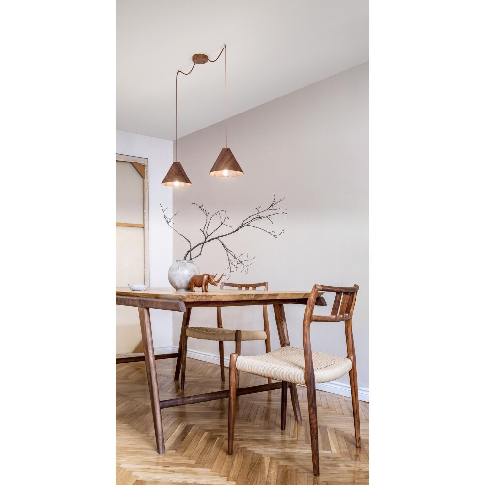 Fabas Luce Esino Pendelleuchte Holz dunkel, 2-flammig main product photo