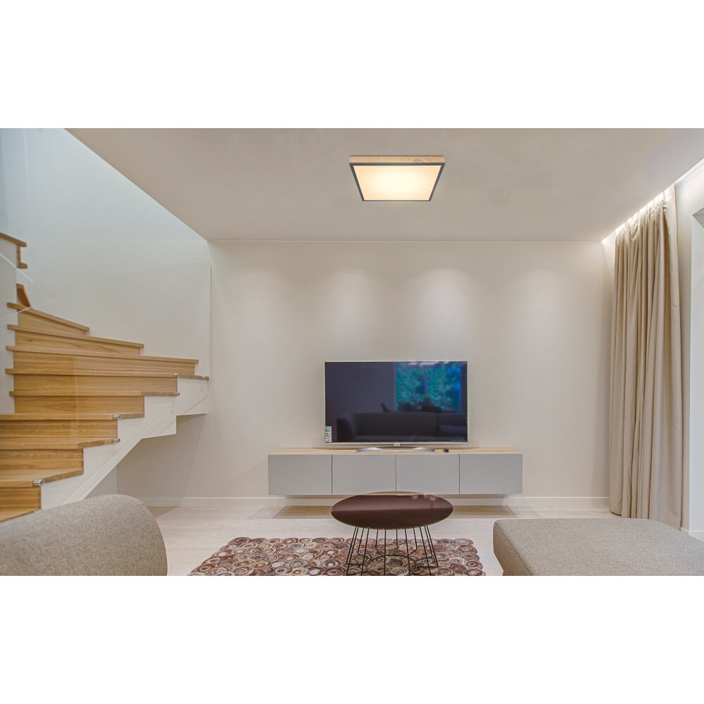 Globo DORO Deckenpanel LED Holzoptik, Schwarz, 1-flammig main product photo