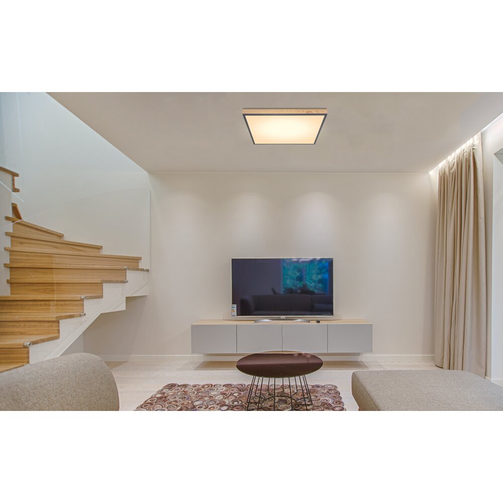 Globo DORO Deckenpanel LED Holzoptik, Schwarz, 1-flammig main product photo