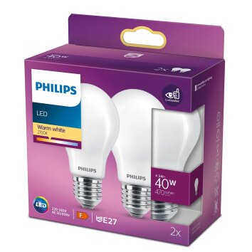 Philips 2er Set LED E27 4,5 Watt 2700 Kelvin 470 Lumen