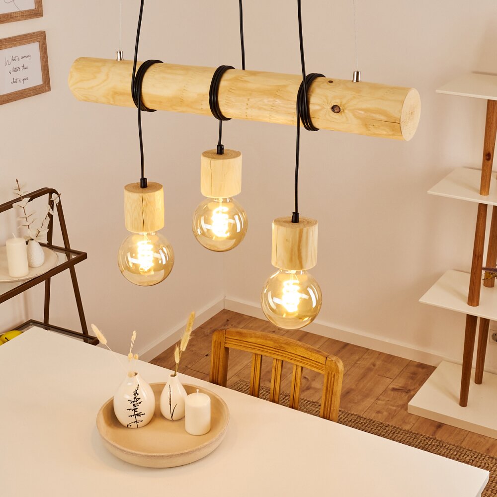 Canedo Pendelleuchte Naturfarben, Schwarz, 3-flammig main product photo