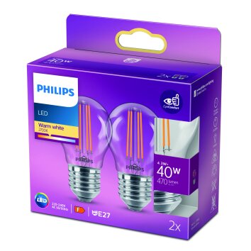 Philips 2er Set LED E27 4,3 Watt 2700 Kelvin 470 Lumen