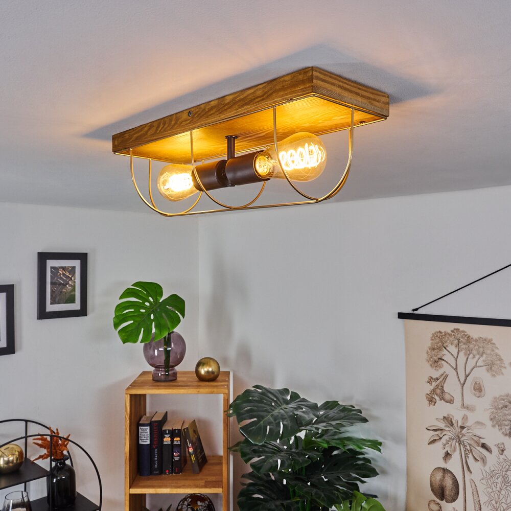 Hodne Deckenleuchte Naturfarben, Schwarz, 2-flammig main product photo
