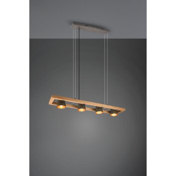 Trio Leuchten Bell Pendelleuchte Dunkelbraun, Nickel-Matt, 4-flammig Trio Leuchten Bell Pendelleuchte Dunkelbraun, Nickel-Matt, 4-flammig