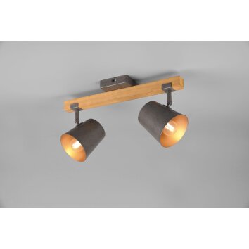 Trio Leuchten Bell Deckenleuchte Dunkelbraun, Naturfarben, Nickel-Matt, 2-flammig Trio Leuchten Bell Deckenleuchte Dunkelbraun, Naturfarben, Nickel-Matt, 2-flammig
