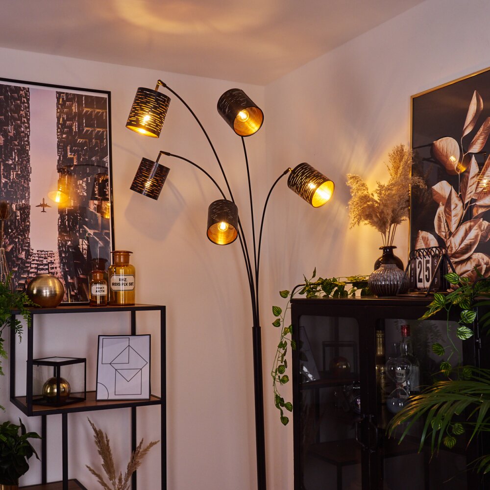 Bathinda Stehleuchte Kupferfarben, Schwarz, 5-flammig main product photo