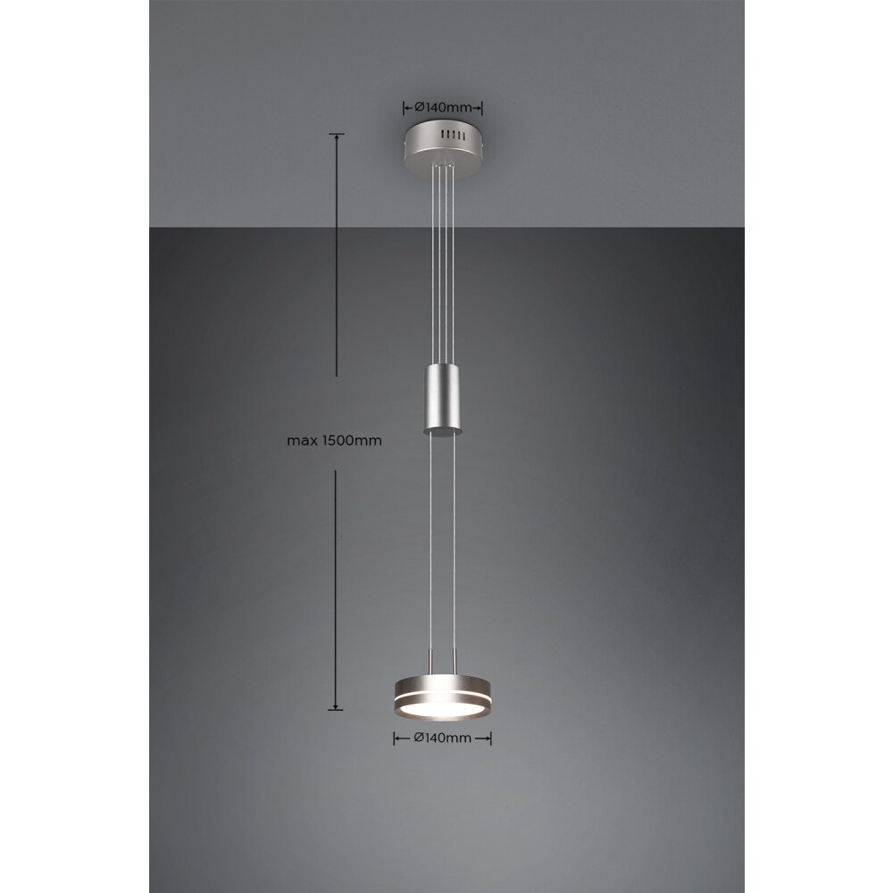 Trio Leuchten Franklin Pendelleuchte LED Nickel-Matt, 1-flammig