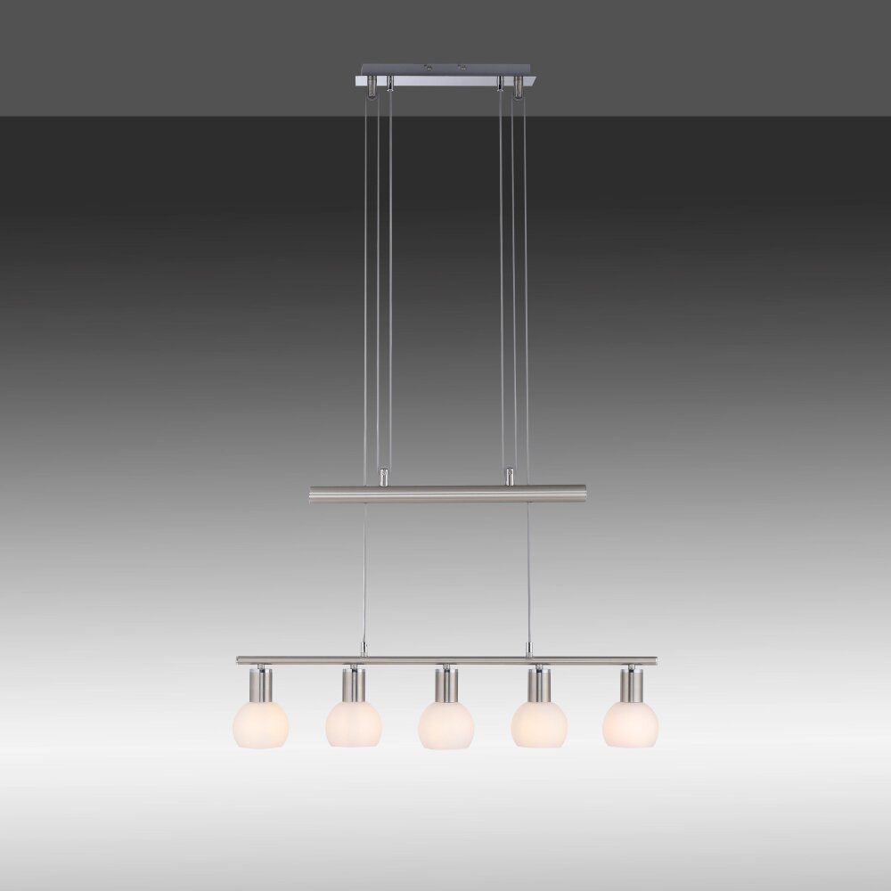 Leuchten Direkt BENEDIKT Pendelleuchte Stahl gebürstet, 5-flammig main product photo