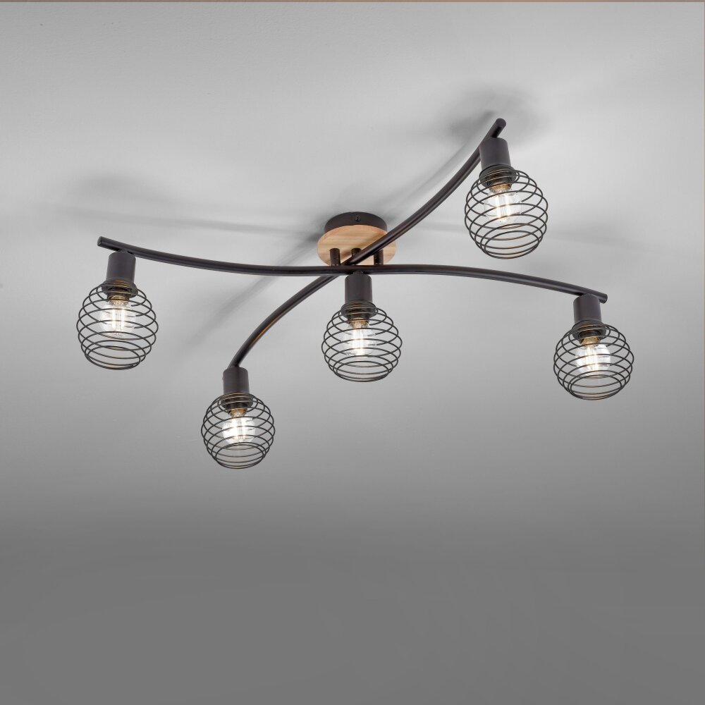 Leuchten Direkt EUGEN Deckenleuchte Naturfarben, Schwarz, 5-flammig main product photo