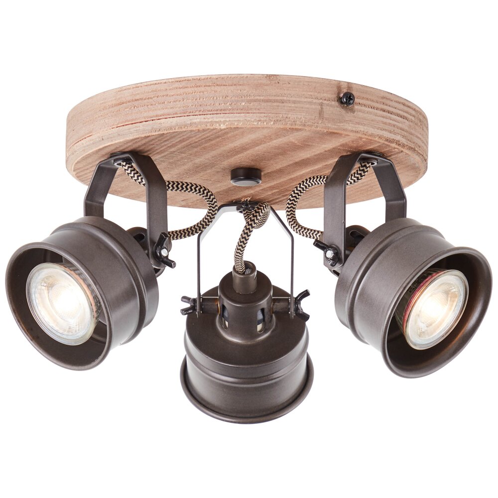 Brilliant Leuchten Unity Deckenleuchte Holz dunkel, Schwarz, 3-flammig main product photo