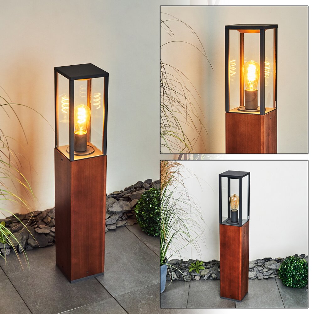 Kiwalik Wegeleuchte Holz dunkel, Schwarz, 1-flammig main product photo