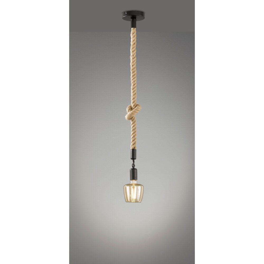 Fischer & Honsel Rope Pendelleuchte Schwarz, 1-flammig main product photo