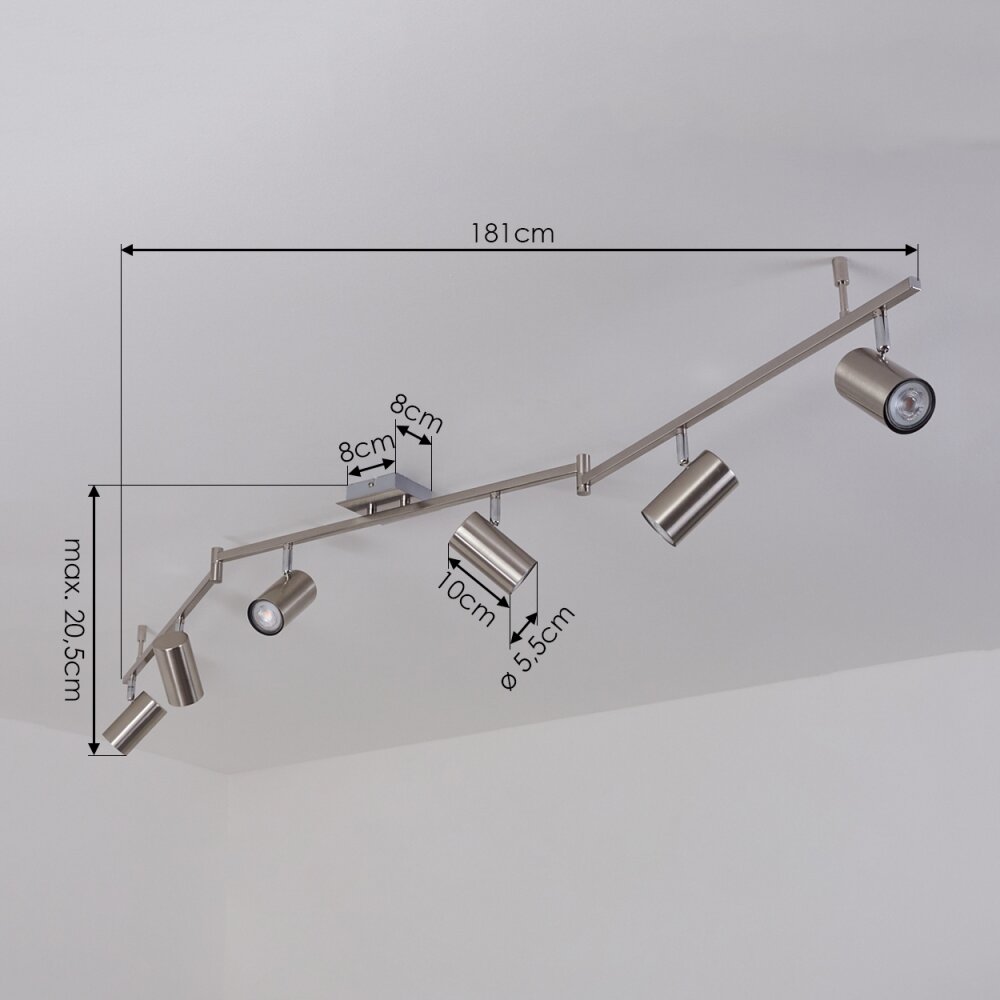 Javel Deckenleuchte Chrom, Nickel-Matt, 6-flammig