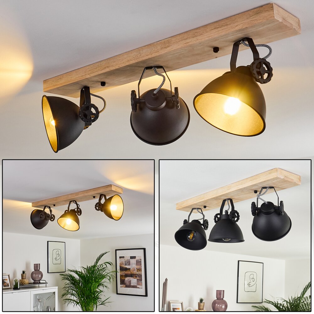 Svanfolk Deckenleuchte Holz hell, Schwarz, 3-flammig main product photo