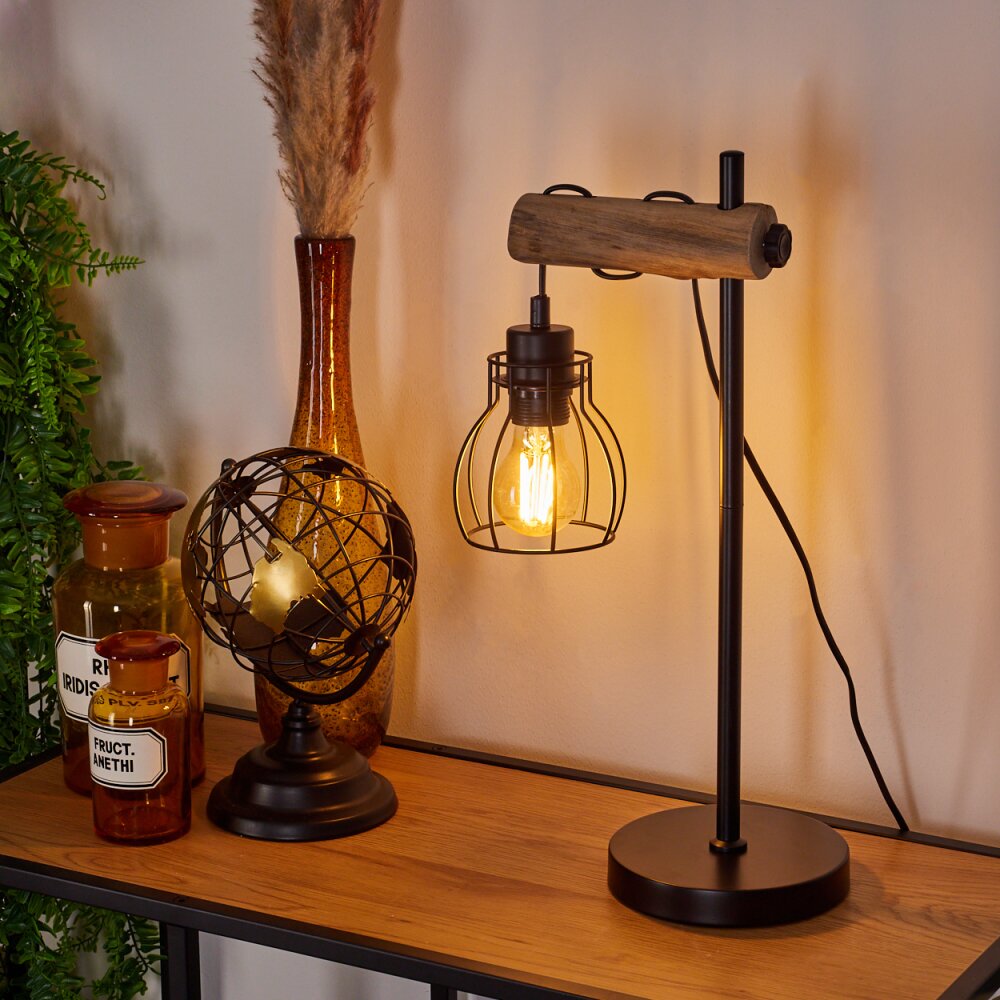Gondo Tischleuchte Naturfarben, Schwarz, 1-flammig main product photo