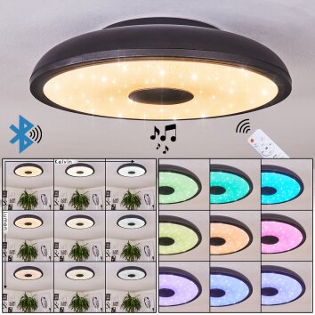 Vully Deckenleuchte LED Schwarz, 1-flammig, Fernbedienung, Farbwechsler