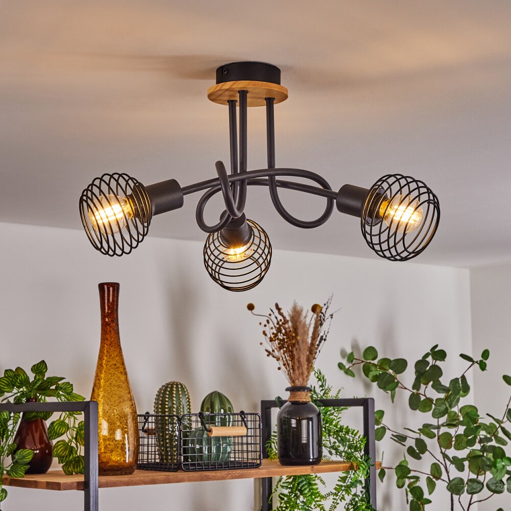 Ballis Deckenleuchte Naturfarben, Schwarz, 3-flammig main product photo