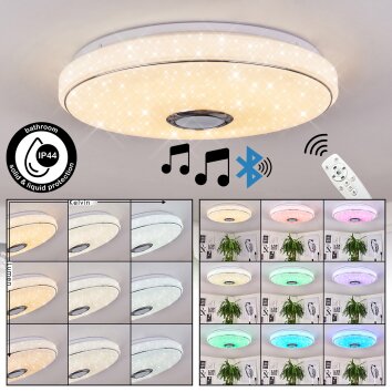 Cham Deckenleuchte LED Chrom, Weiß, 2-flammig, Fernbedienung, Farbwechsler