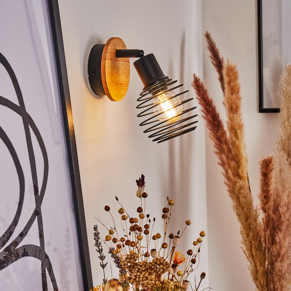 Ballis Wandleuchte Naturfarben, Schwarz, 1-flammig main product photo